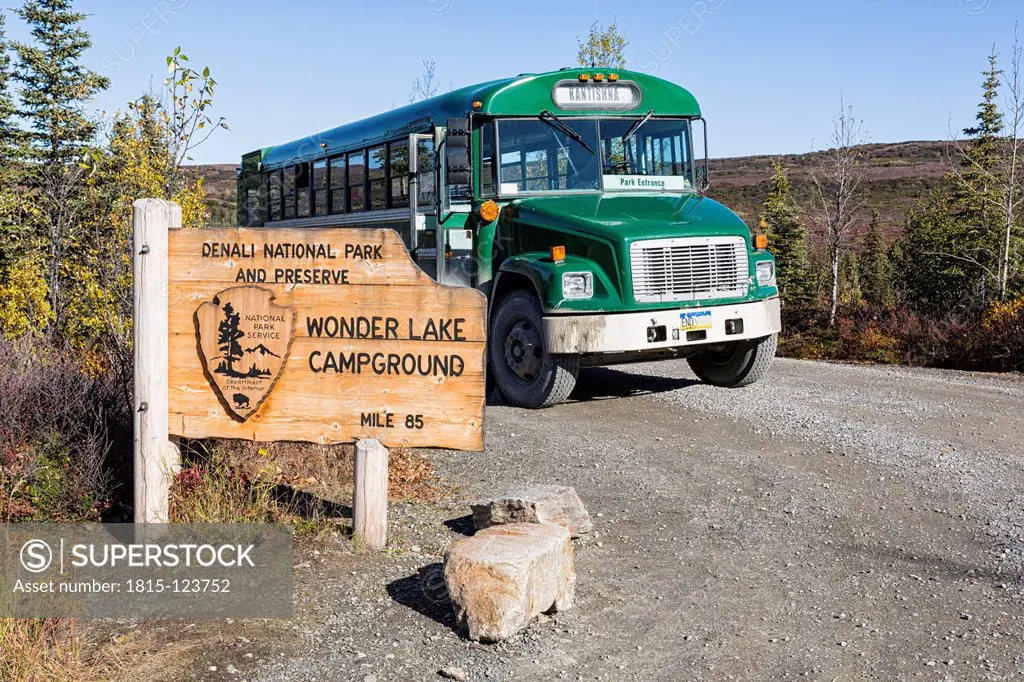 USA, Alaska, Visitor bus at Denali National Park