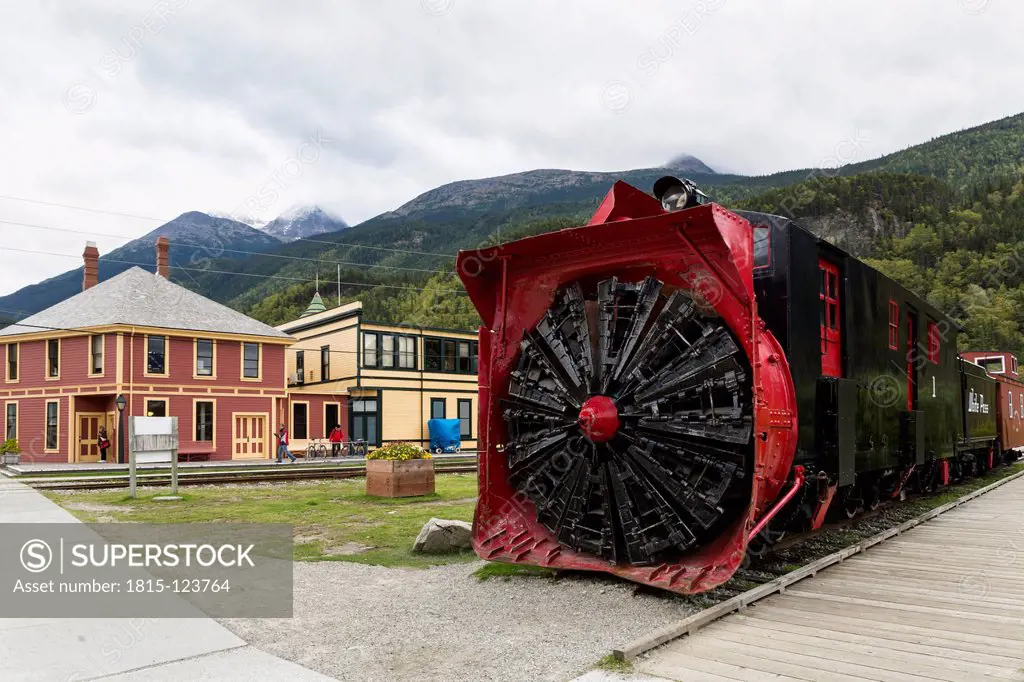USA, Alaska, Snow Plow through White Pass and Yukon Route Railroad