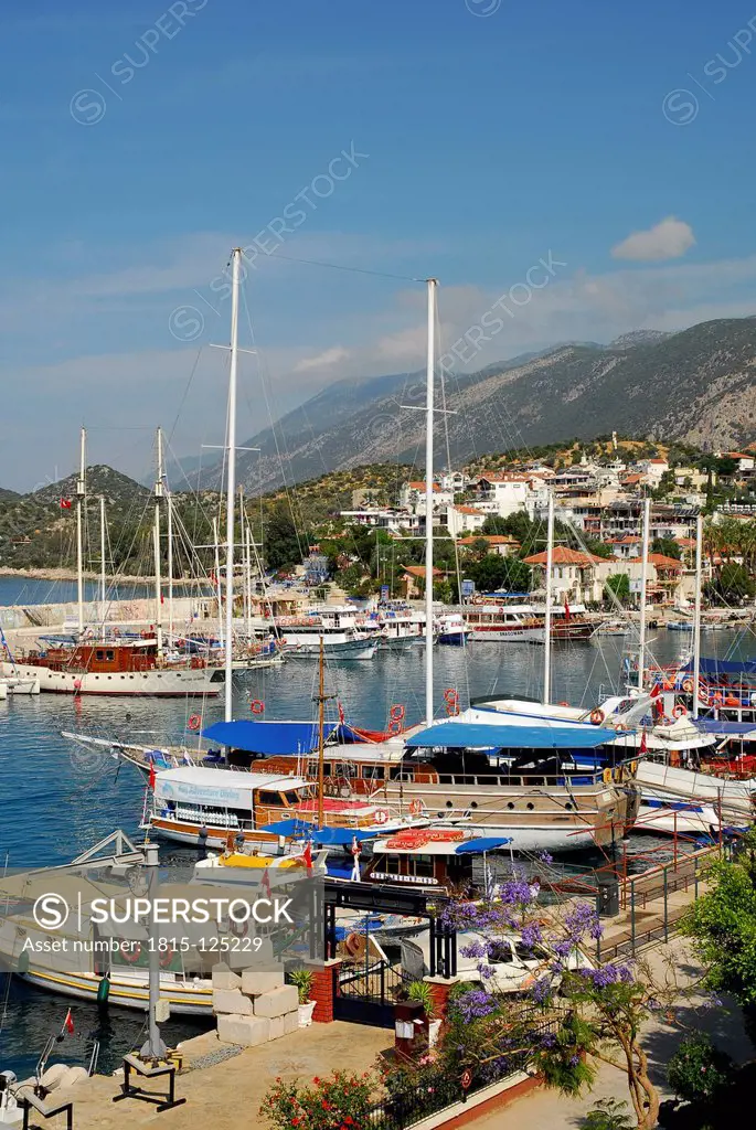 Turkey, Antalya, Sailing boats in harbour of Kas