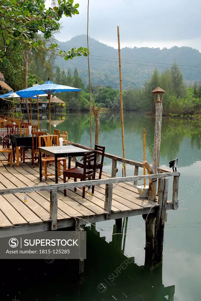 Thailand, Bar cafe restaurant terrace in Blue Lagoon at Mu Ko Chang National Park