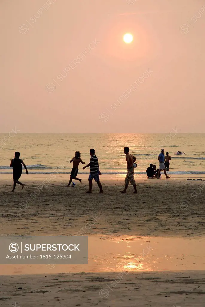 Asia, Thailand, Koh Chang, Soccer on white sand beach