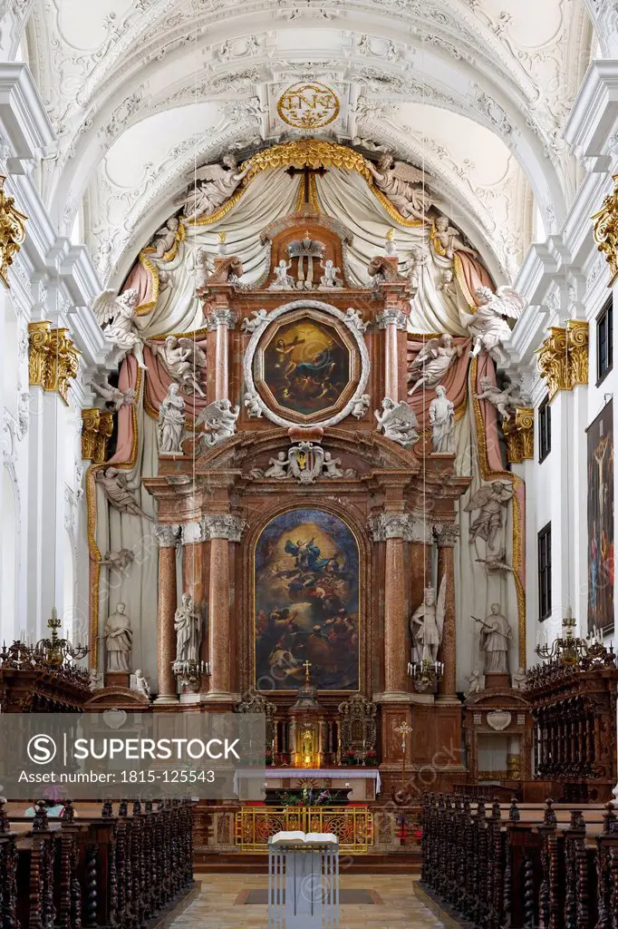 Austria, Upper Austria, Linz, Interior of St. Ignatius Church