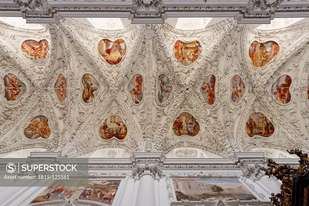 Austria, Upper Austria, Interior of church ceiling