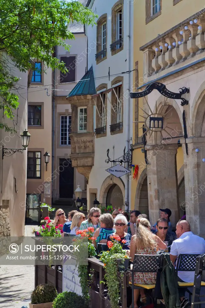 Luxembourg, People sitting near restaurant