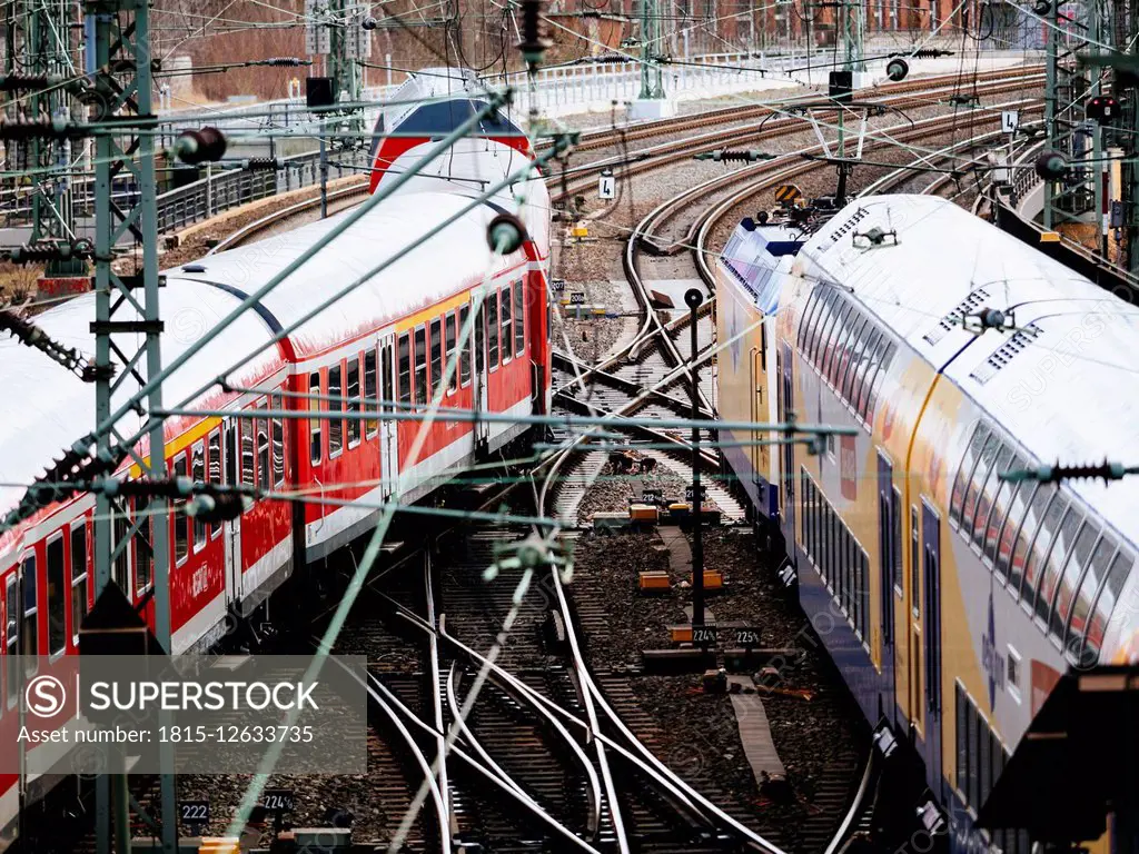 Germany, Hamburg, train, railway tracks