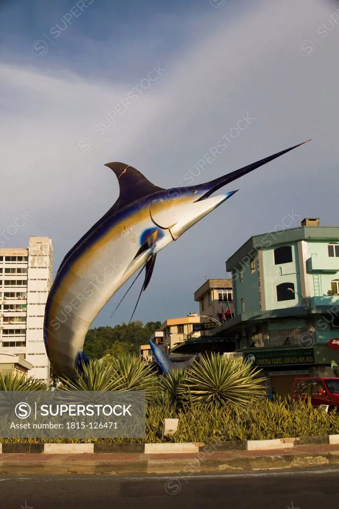 Malaysia, Borneo, Statue of marlin in Kota Kinabalu