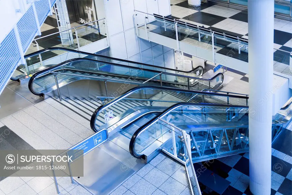 Germany, Bavaria, Munich, Moving stairs of airport