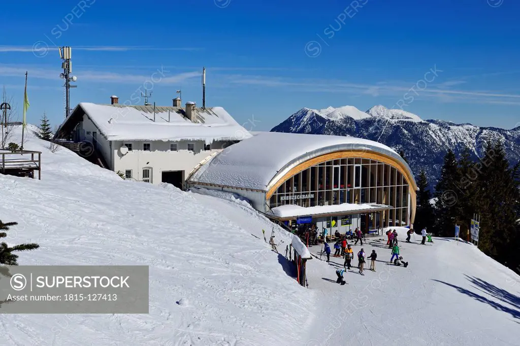 Germany, Bavaria, View of mountain station at Kreuzeck ski area