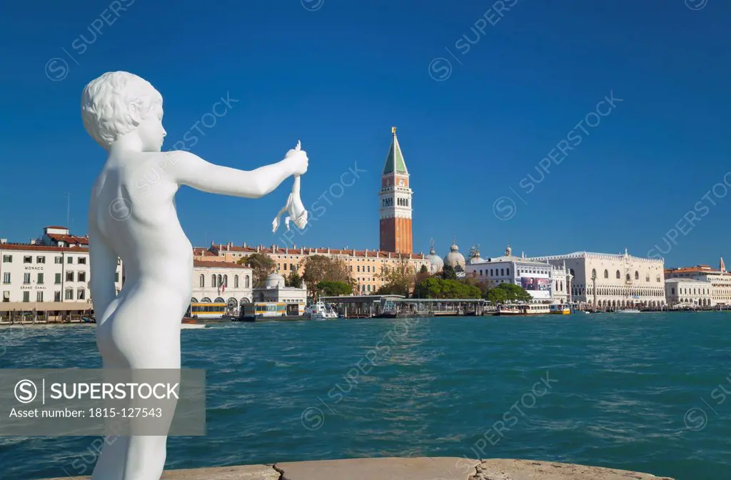 Italy, Venice, Statue Boy with Frog by Charles Ray
