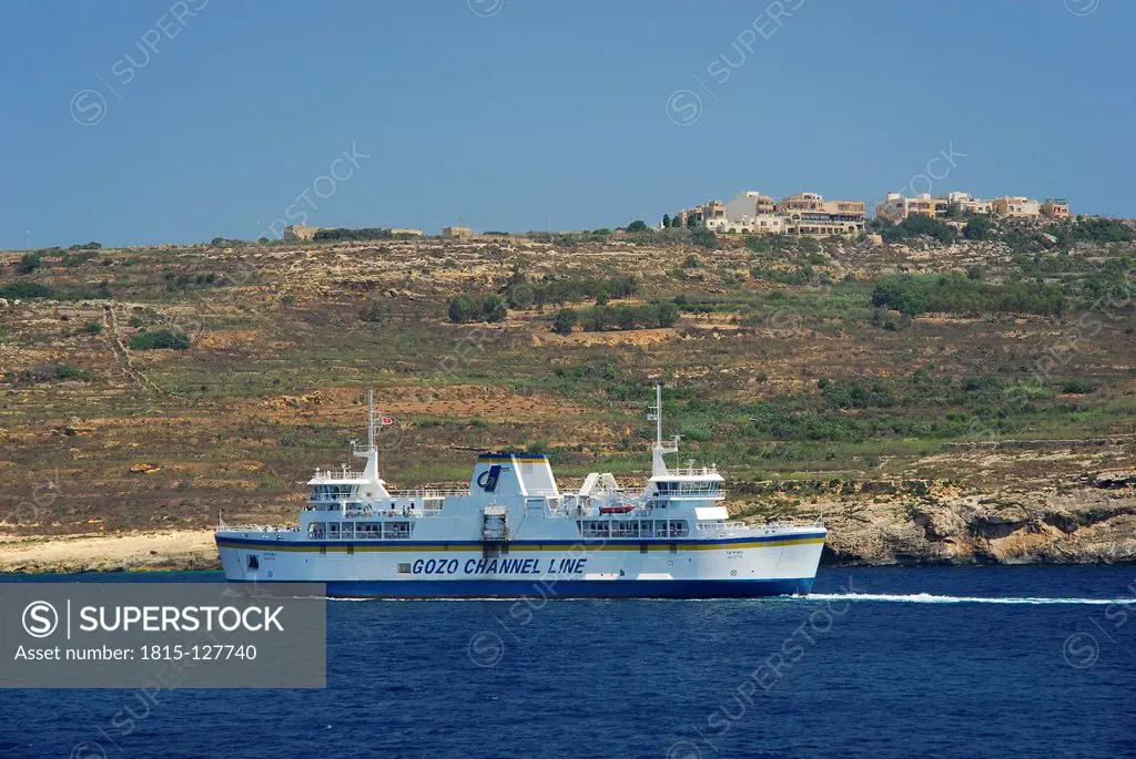 Malta, View of ferry boat at Gozo Island