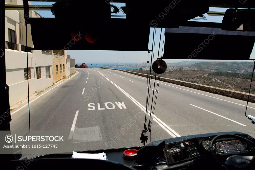 Malta, Autobus slowly approaching at St Pauls Bay