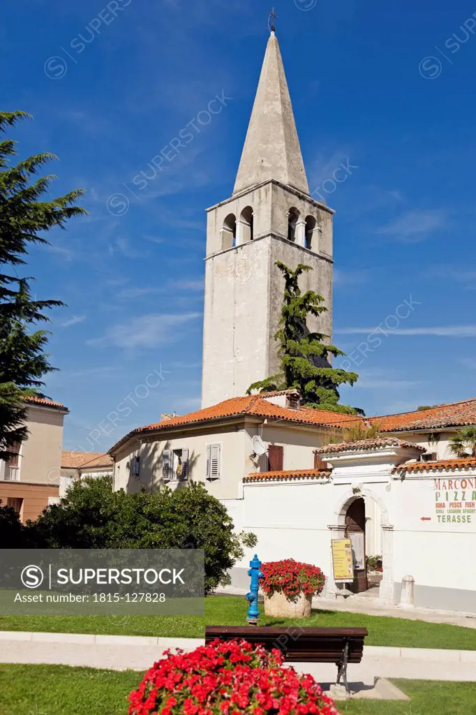 Croatia, Tower of Euphrasian Basilica in Porec
