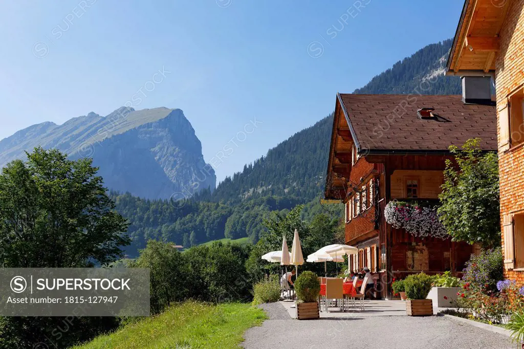 Austria, Vorarlberg, View of mountain near hotel