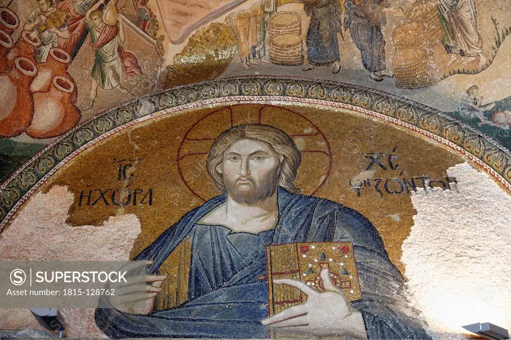 Turkey, Istanbul, Mosaic painting of Jesus Christ