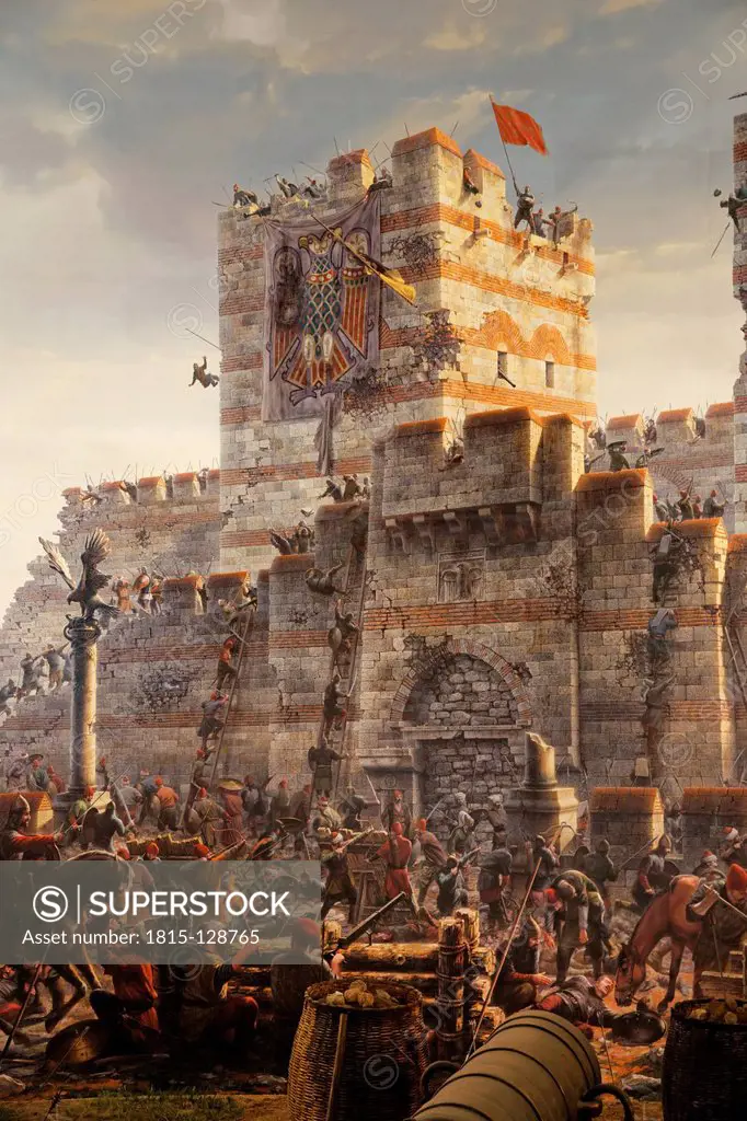 Turkey, Istanbul, Painting of conquest of Constantinople