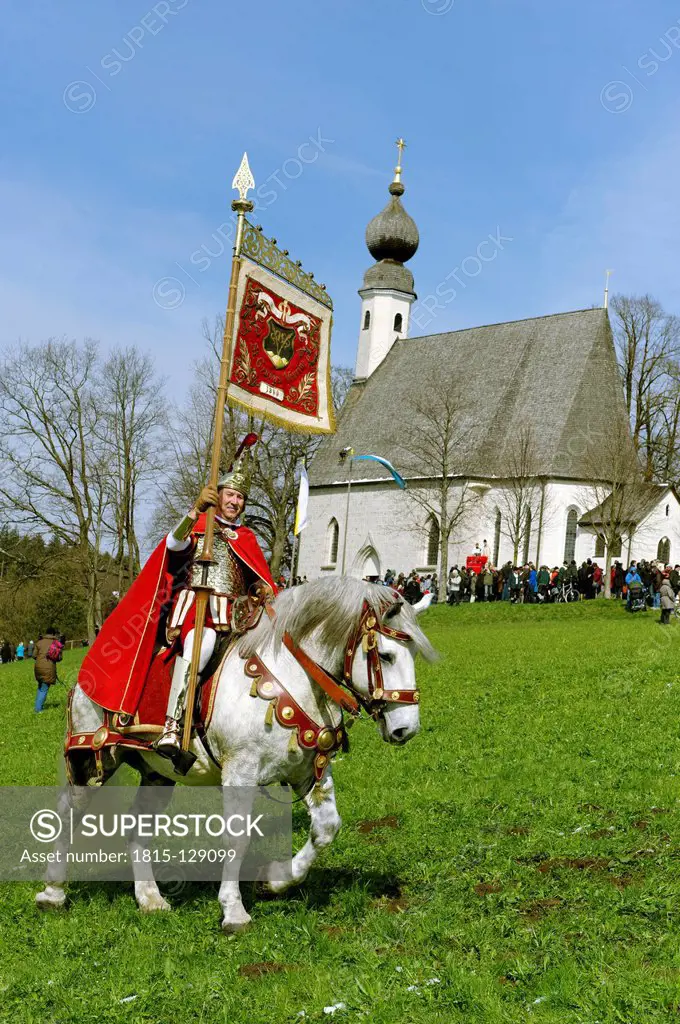Germany, Bavaria, Horse rider to honor of Saint George