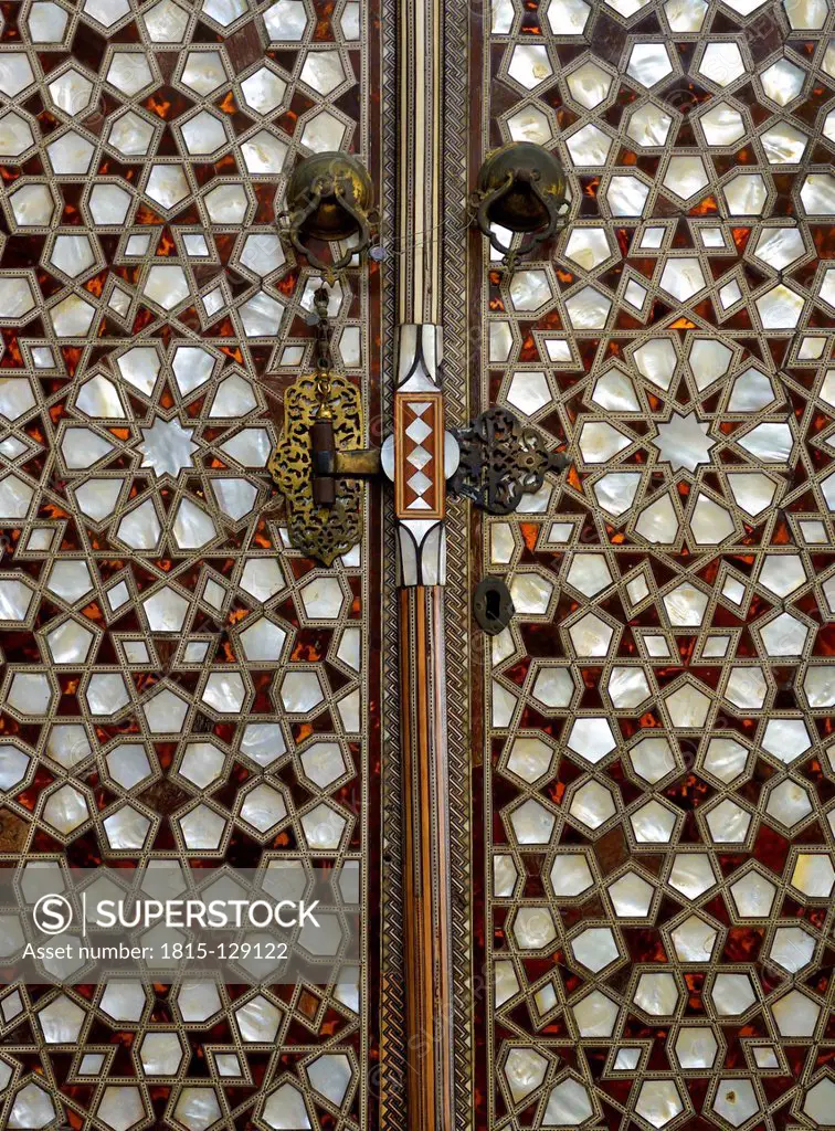 Turkey, Istanbul, Mother of Pearl Ornamented door at Harem in Topkapi Palace