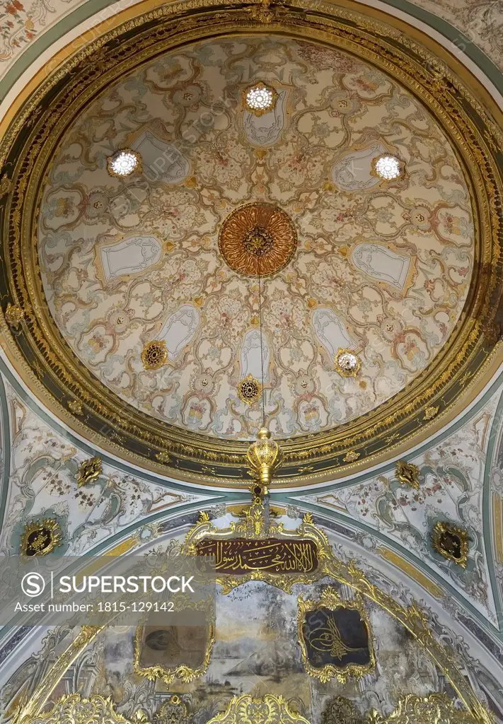 Turkey, Istanbul, Interior of painted ceiling of Topkapi palace
