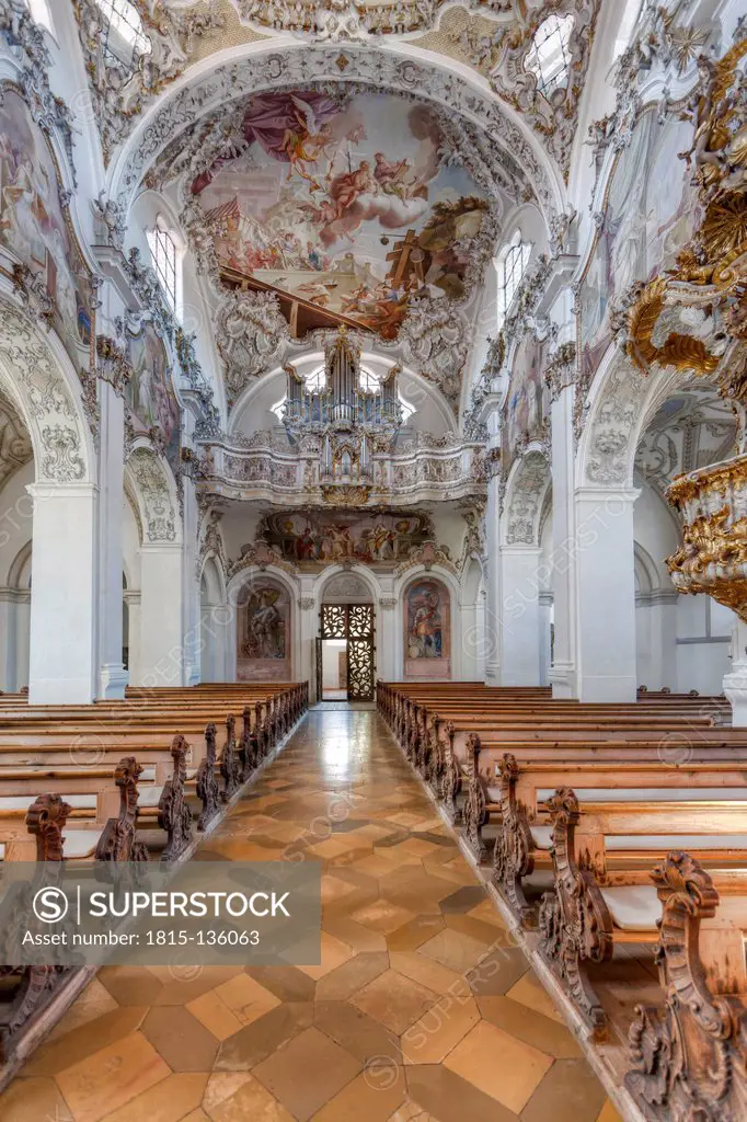 Germany, Bavaria, Steingaden, Interior of Parish Church of St John