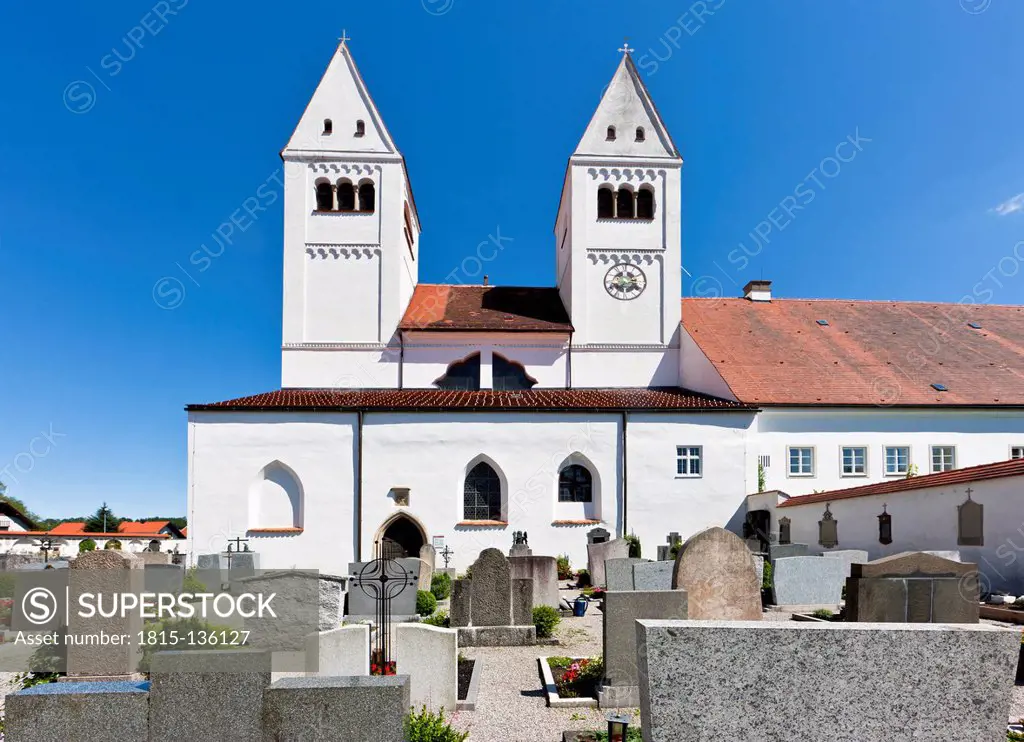 Germany, Bavaria, Steingaden, View of Parish Church of St John
