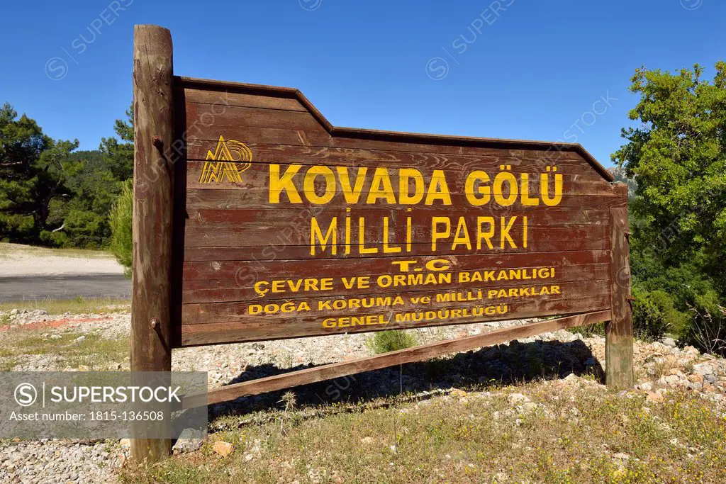 Turkey, Entrance sign to Kovada Lake National Park