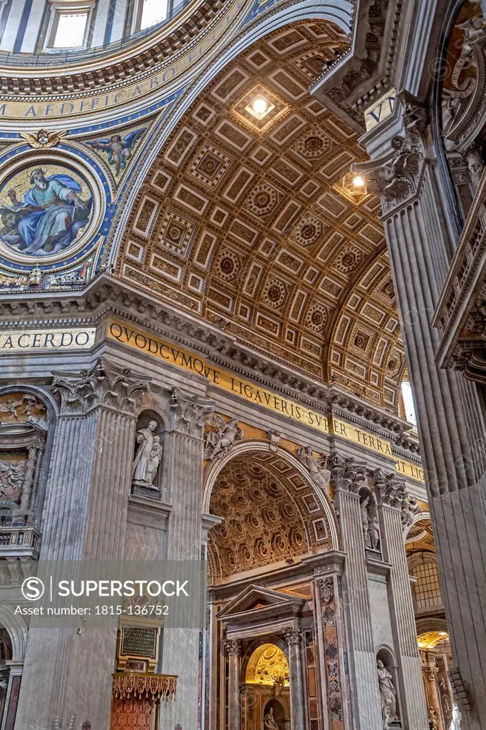 Italy, Rome, Vatican City, Interior of St Peters Basilica,