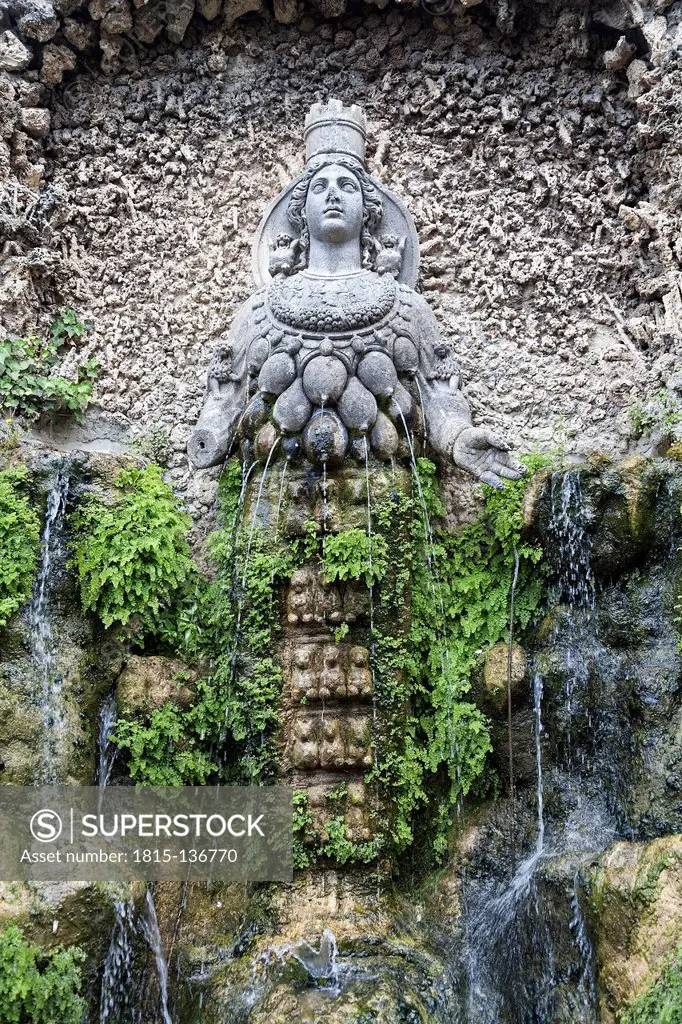 Italy, Statue of goddess at Villa d'Este