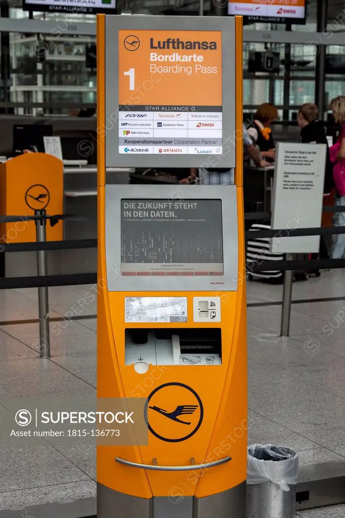 Germany, Bavaria, Munich, Lufthansa self check in terminal
