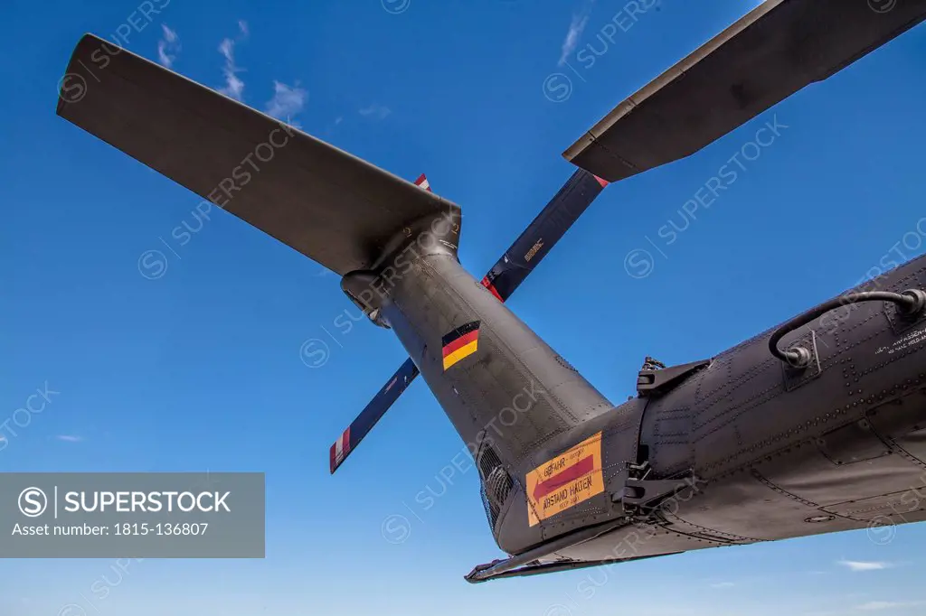 Germany, Laupheim, Tail boom, tail rotor and stabilizer of German Air Force