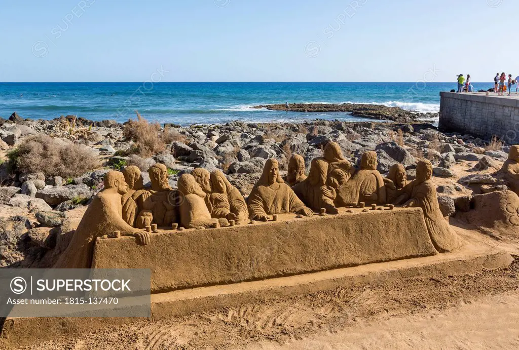 Spain, View of sand sculpture at Maspalomas