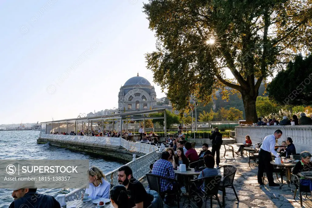 Turkey, Istanbul, Restaurant at Dolmabahce mosque