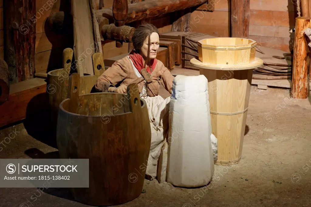 Austria, Salzburg, Woman working in salt mine