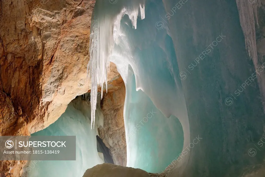 Austria, Werfen, View of Eisriesenwelt Ice Cave