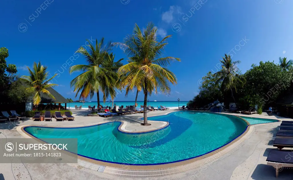 Asia, Maldives,View of pool at Paradise Island