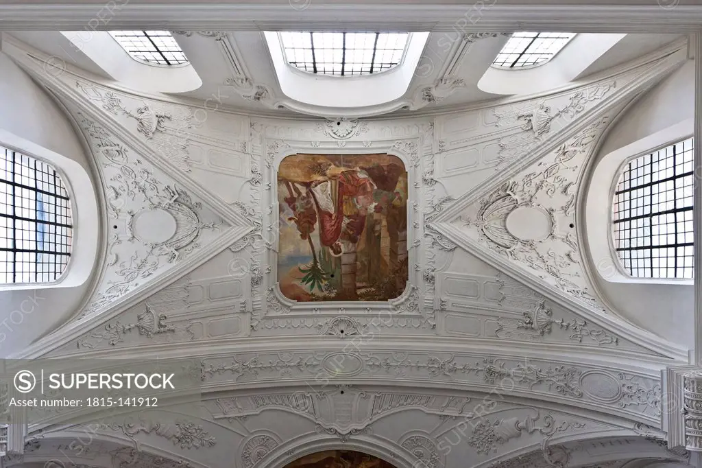 Germany, Bavaria, Wurzburg, Ceiling of collegiate church