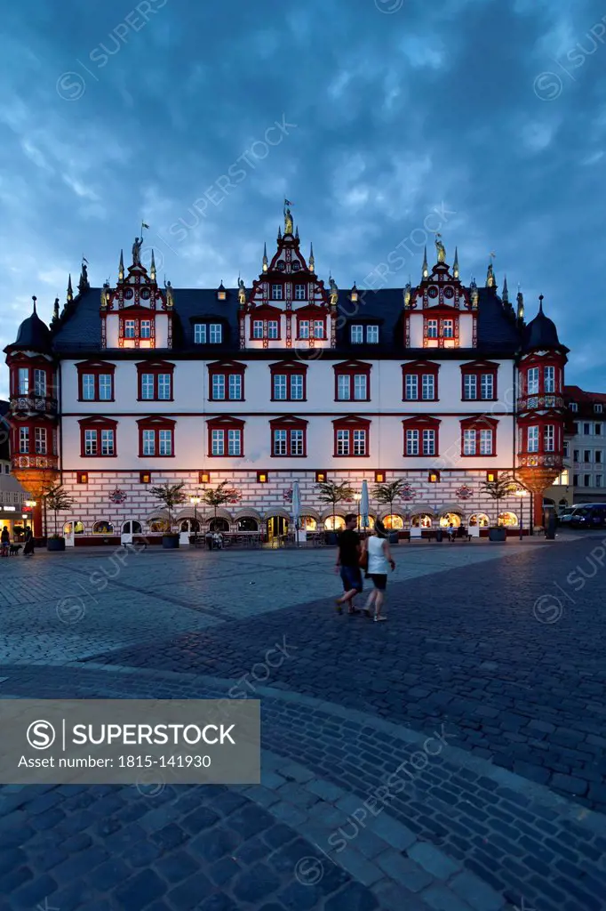 Germany, Bavaria, Coburg, View of market place with historic town hall