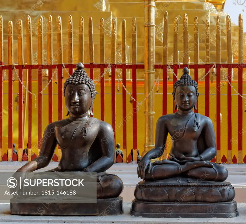 Thailand, Bangkok, Buddha statues at Wat Phra That Doi Suthep