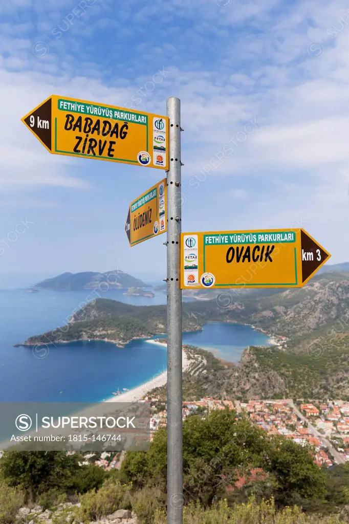 Turkey, Aegean, Sign posts on Lycian Way