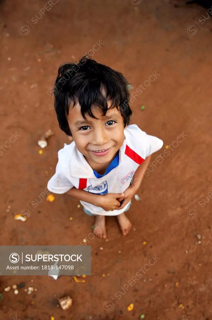 Paraguay, Caaguazu, Jaguary, Portrait of Guarani boy