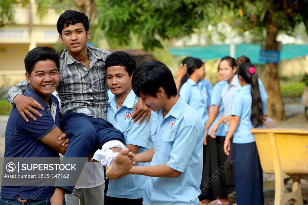 Cambodia, Takeo Province, Young people at first aid training