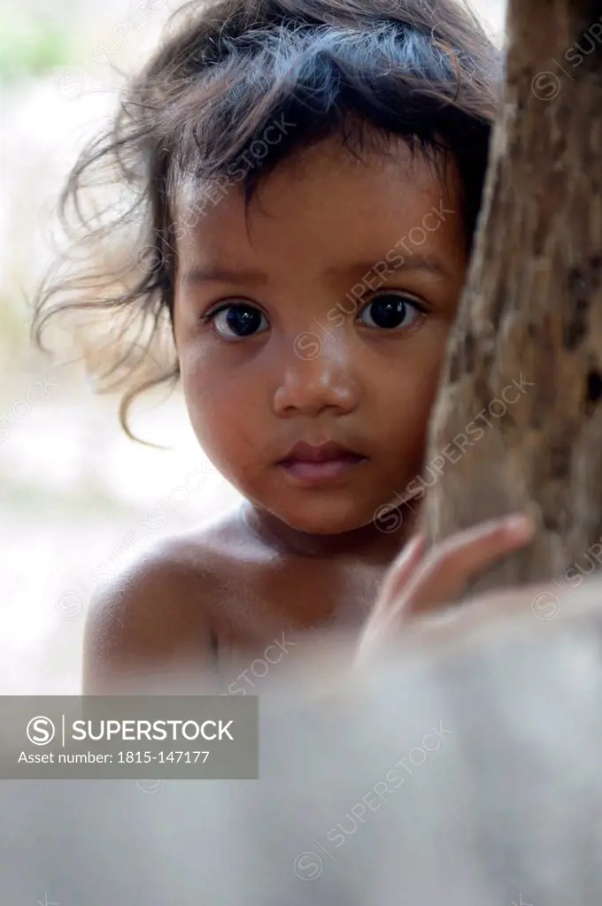 Cambodia, Takeo Province, Portrait of a little girl