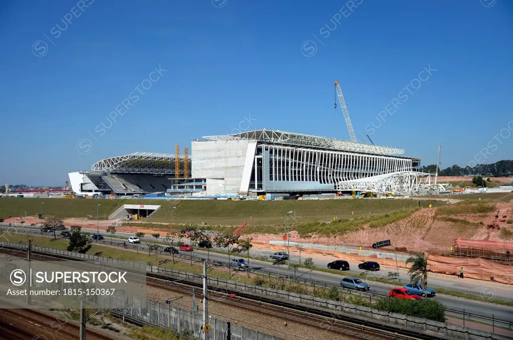 Brazil, Sao Paulo, district Itaquera, construction site Arena Corinthians