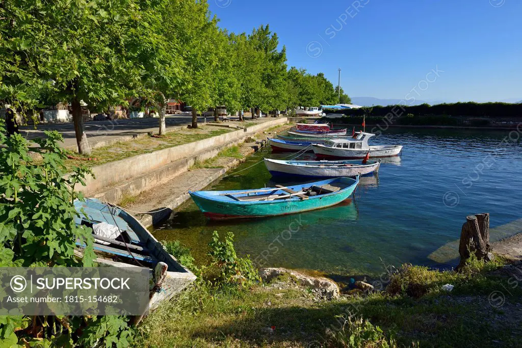 Turkey, Isparta Province, Pisidia, small harbor at Yesilada peninsula, Egirdir Lake