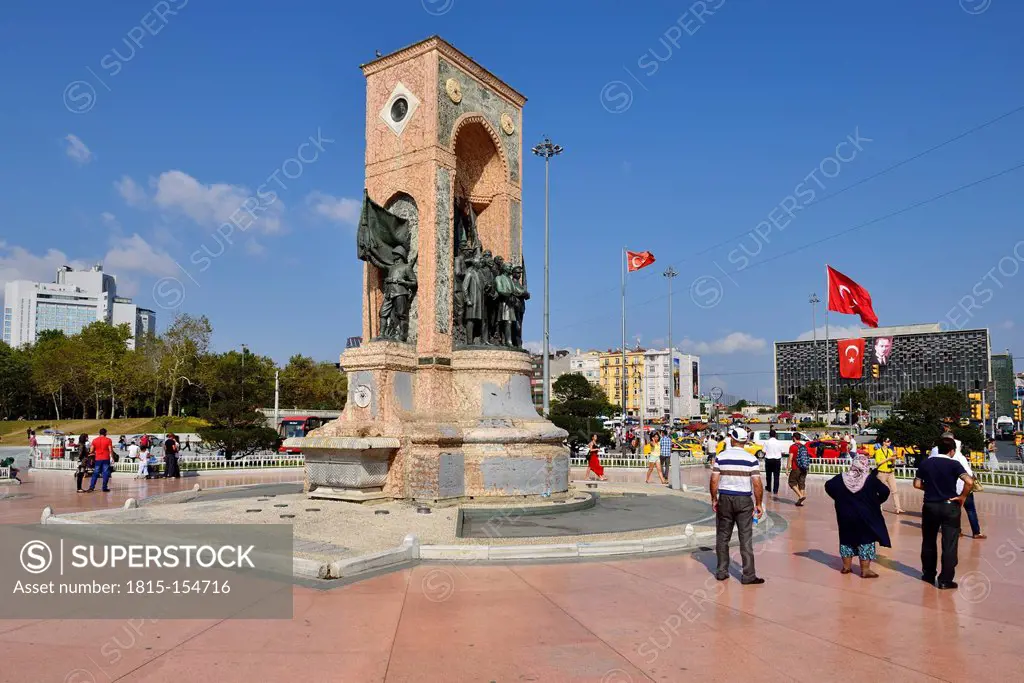 Turkey, Istanbul, Taksim Meydani or square, Monument with Kemal Atatuerk