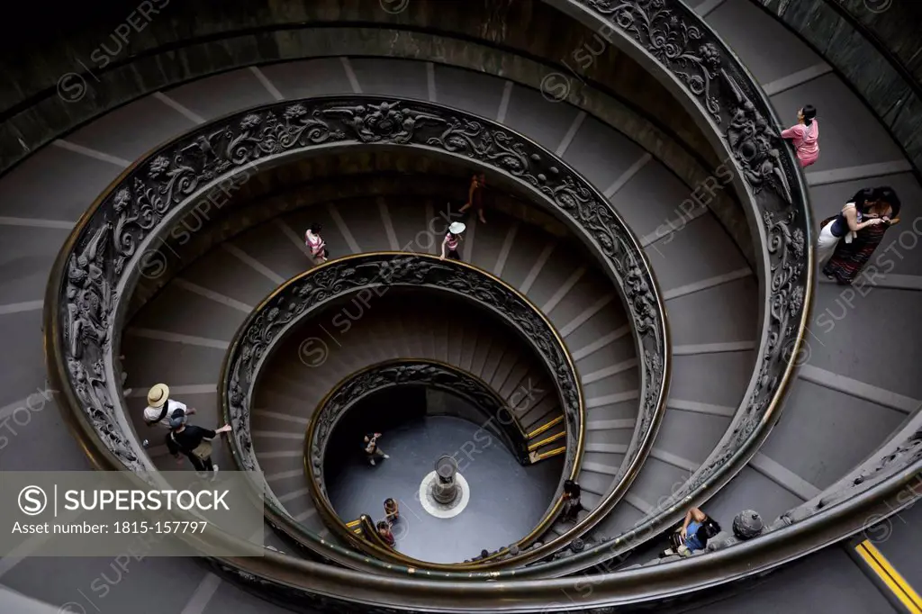 Italy, Rome, Vatican City, Museum, Spiral Staircase, elevated view