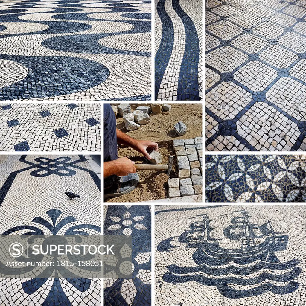 Portugal, Lisbon, cobblestones, mosaics