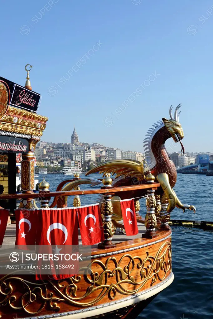 Turkey, Istanbul, Close up of decorated tourist boat