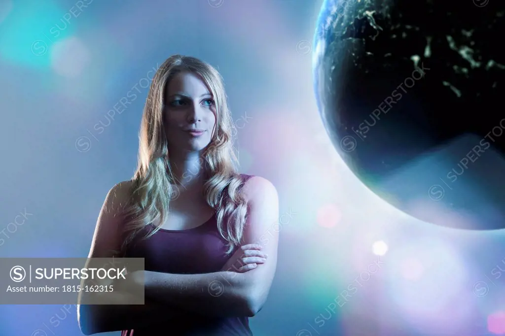 Woman watching earth