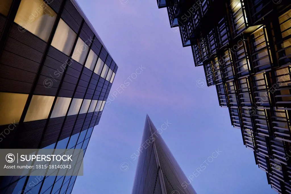 UK, London, Low angle view of skyscrapers