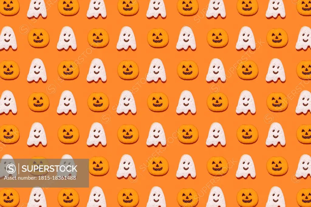 Pattern of Halloween themed cookies